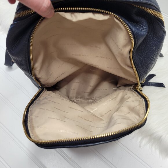 Genuine Michael Kors Rhea Zip Backpack Large Pebble Leather Navy Blue EUC main image 9